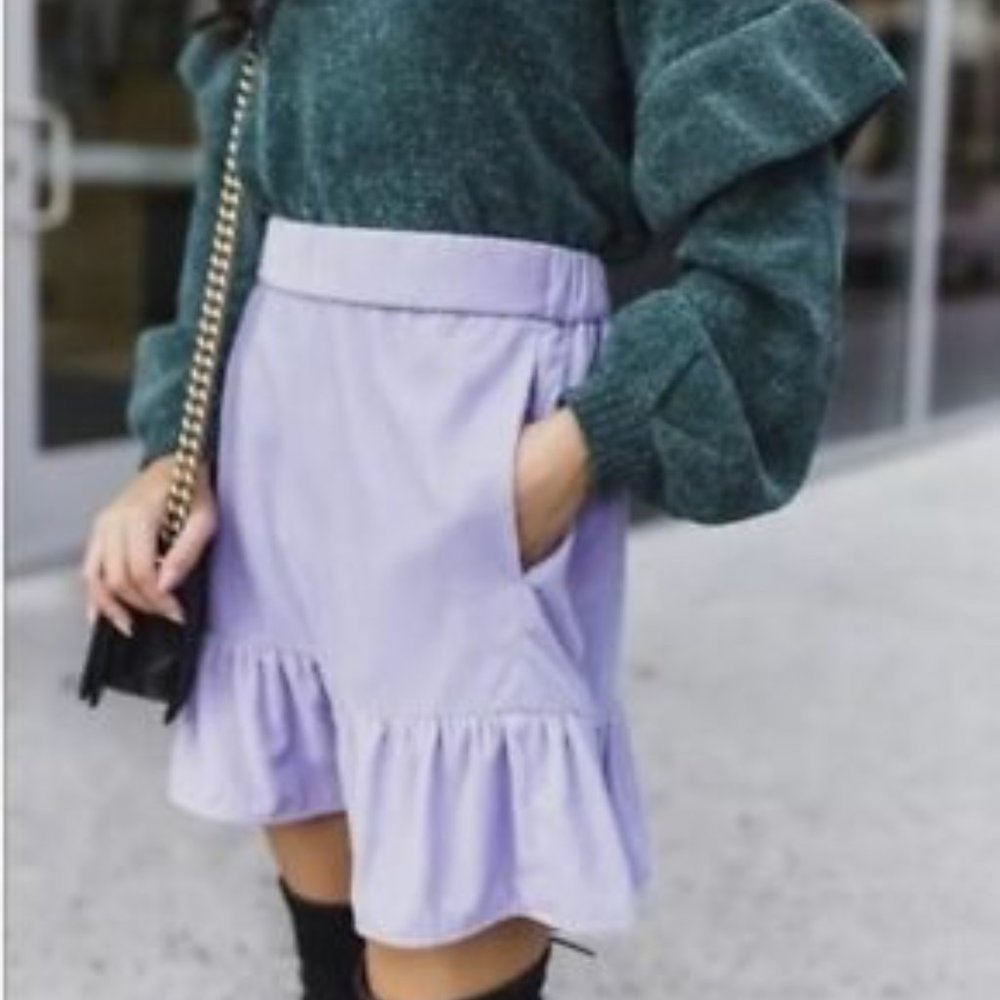 J Crew H2657 NWT Lavender Velvet Peplum‎ Mini Casual Skirt Light Thistle Purple